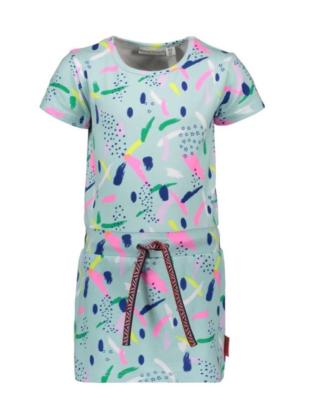 Girls Light Blue Paint-Splash Casual Dress